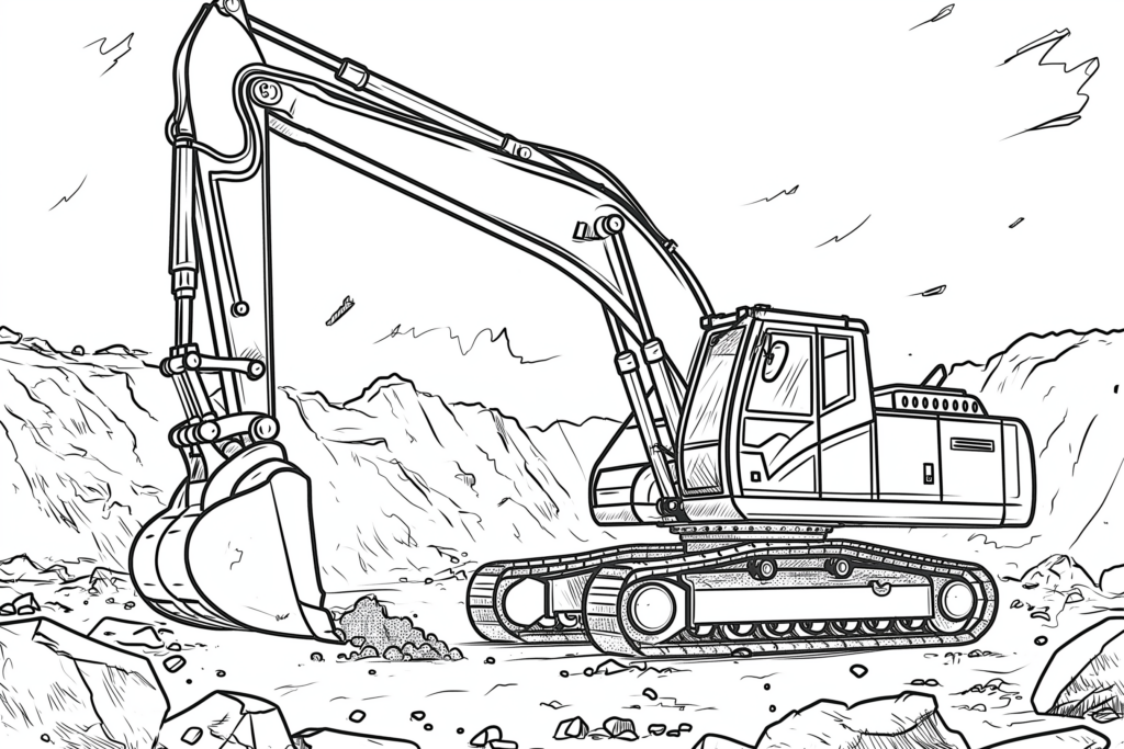 excavator coloring page
