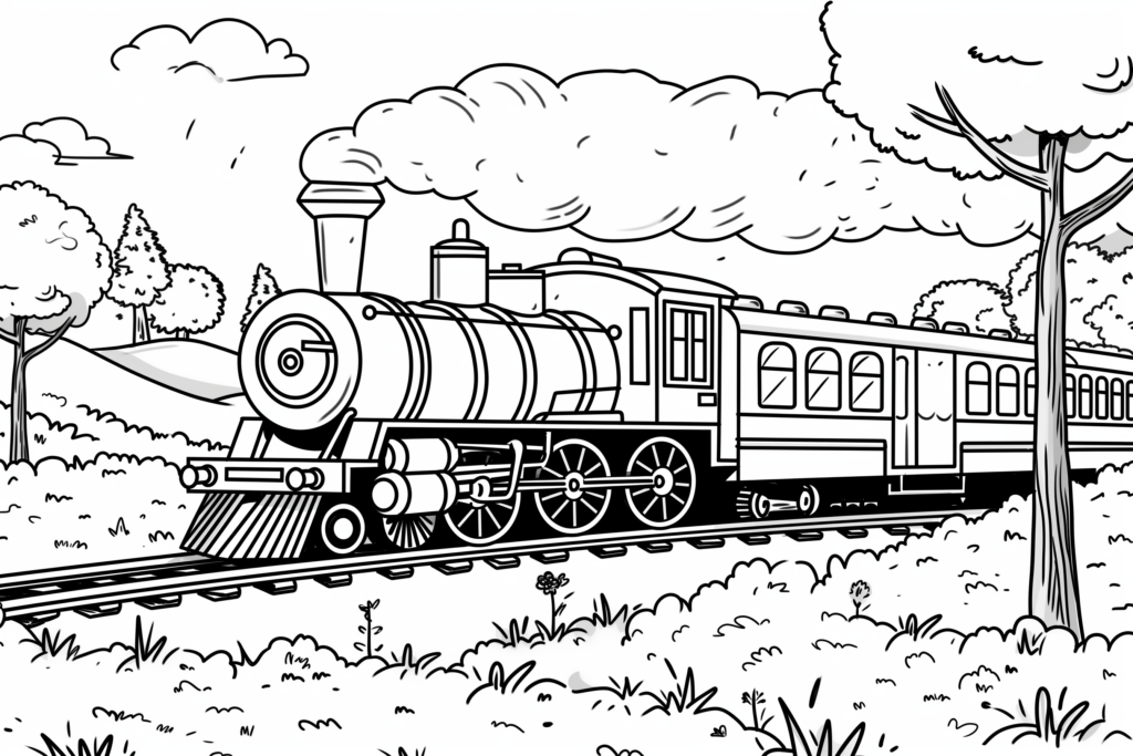 steam engine train coloring page