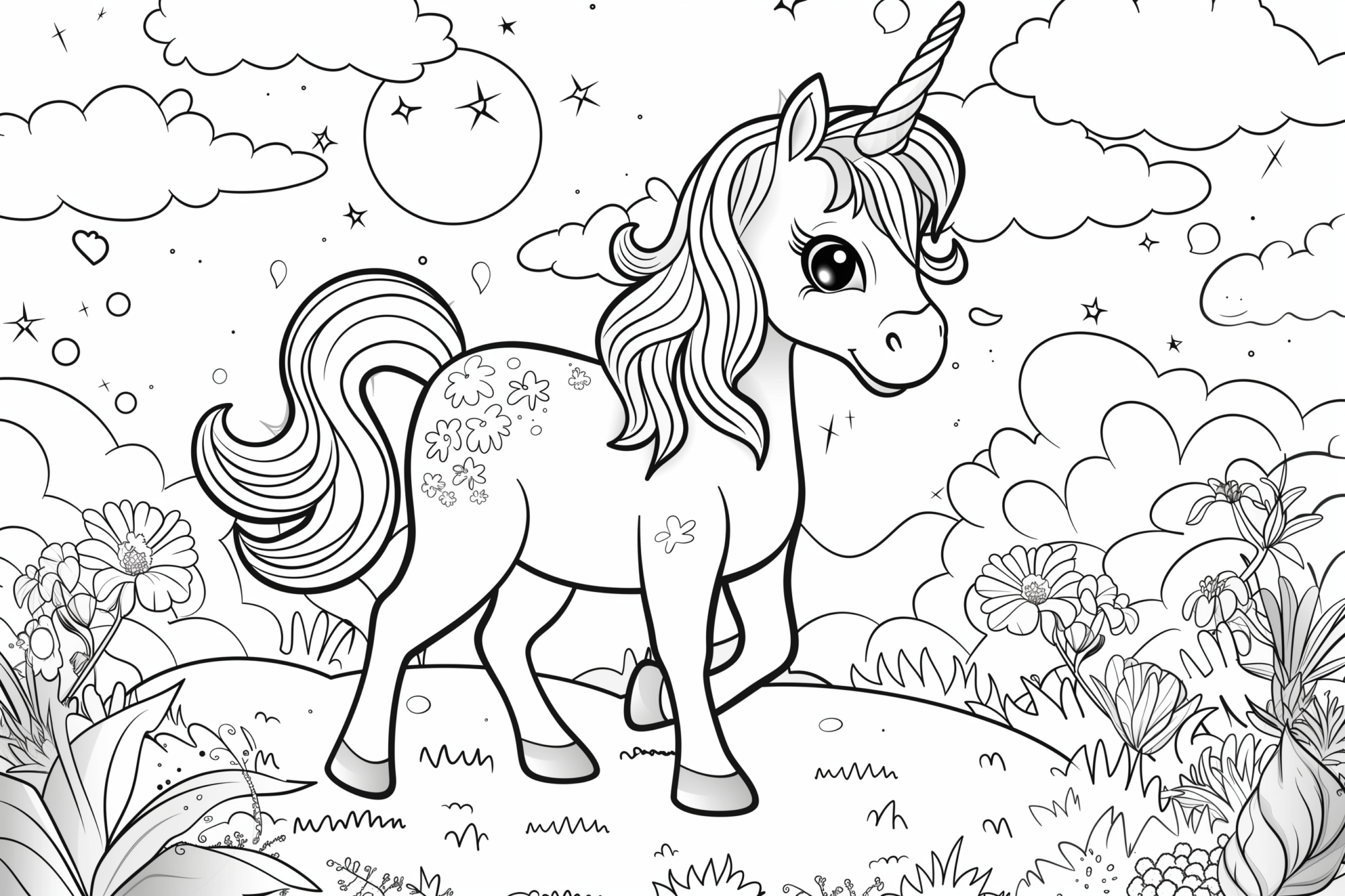 Unicorns Colouring Pages - Printables
