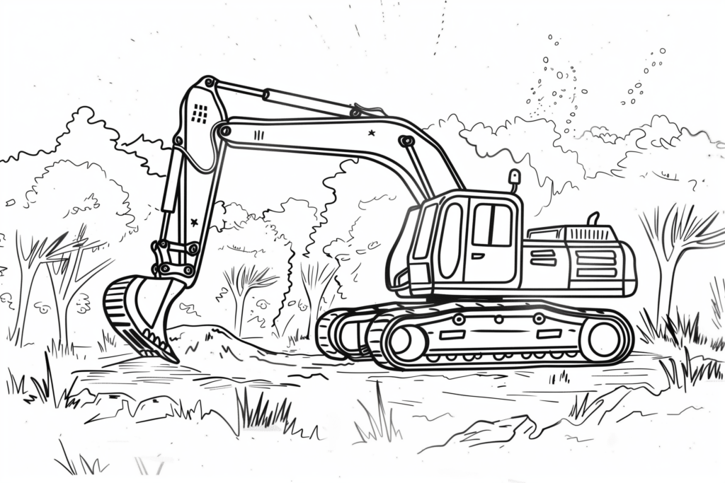 excavator coloring page