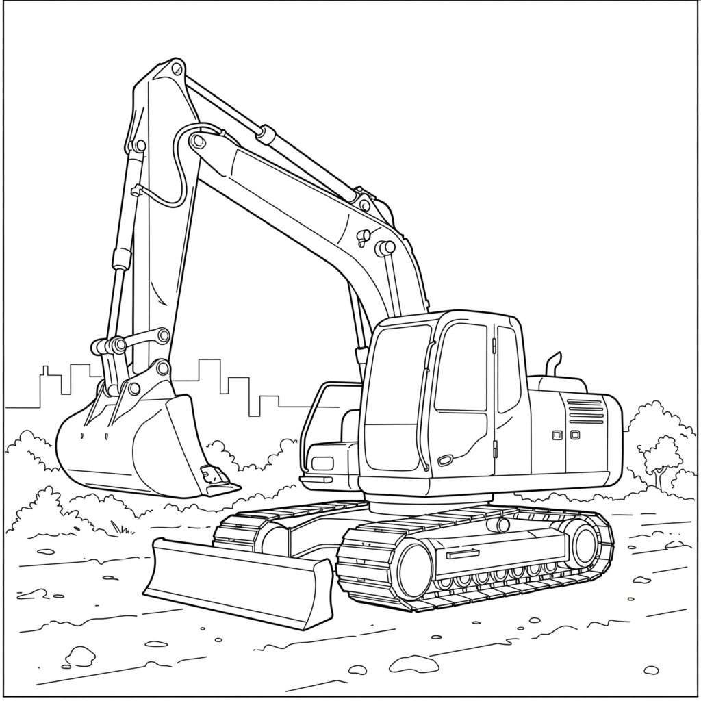 excavator coloring page